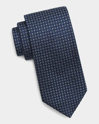 Canali Men & Apos;s Circles & Squares Micro-medallion Silk Tie In Blue