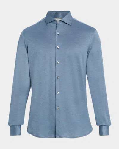 Canali Men & Apos;s Cotton And Lyocell Sport Shirt In Blue