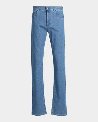 Canali Men & Apos;s Denim Straight Leg Five-pocket Pants In Blue