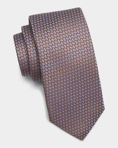 Canali Men & Apos;s Geometric Woven Silk Tie In Brown