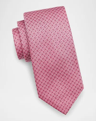 Canali Men & Apos;s Geometric Woven Silk Tie In Pink