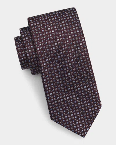Canali Men & Apos;s Geometric Woven Silk Tie In Red