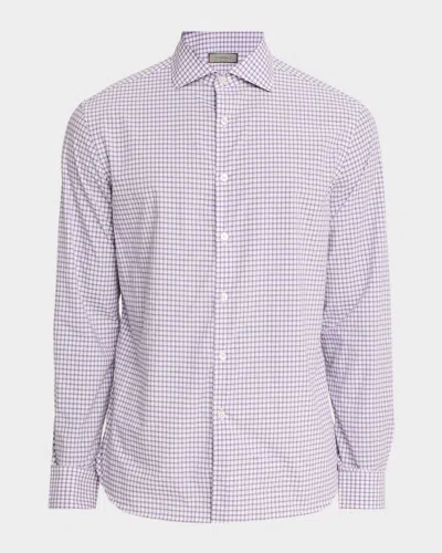 Canali Men & Apos;s Grid Check Cotton Sport Shirt In Purple