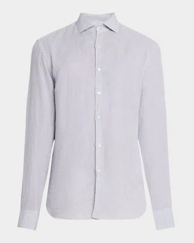 Canali Men & Apos;s Linen Sport Shirt In Gray