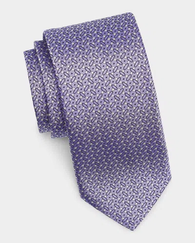 Canali Men & Apos;s Micro-geometric Silk Tie, Purple In Blue