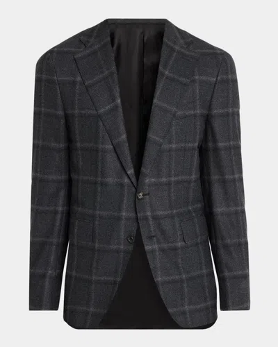 Canali Men & Apos;s Ombre Windowpane Wool Two-button Sport Coat In Black