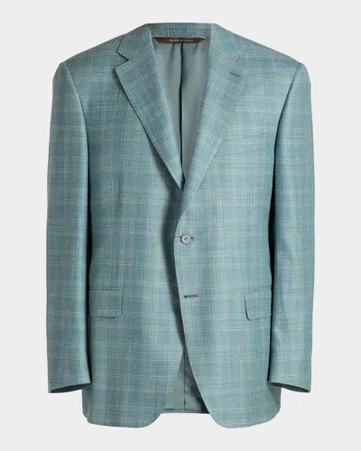 Canali Men & Apos;s Siena Textured Plaid Wool-blend Sport Coat In Multi