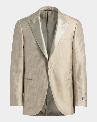 Canali Men & Apos;s Silk Chevron Satin Peak Lapel Tuxedo Jacket In Multi