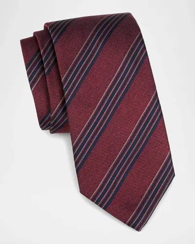 Canali Men & Apos;s Striped Silk Tie In Red