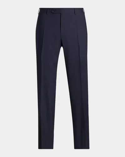 Canali Men & Apos;s Wool Stretch Straight-leg Trousers In Blue