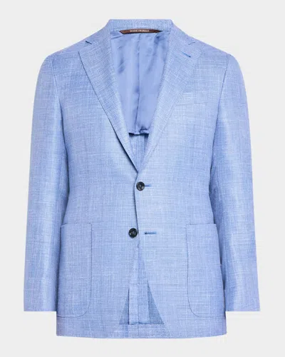 Canali Men & Apos;s Wool-blend Hopsack Blazer In Blue