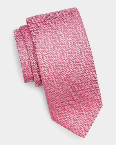 Canali Men & Apos;s Zigzag Woven Silk Tie In Pink