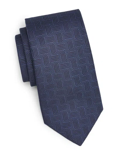 Canali Men's Art Deco Motif Silk Tie In Blue