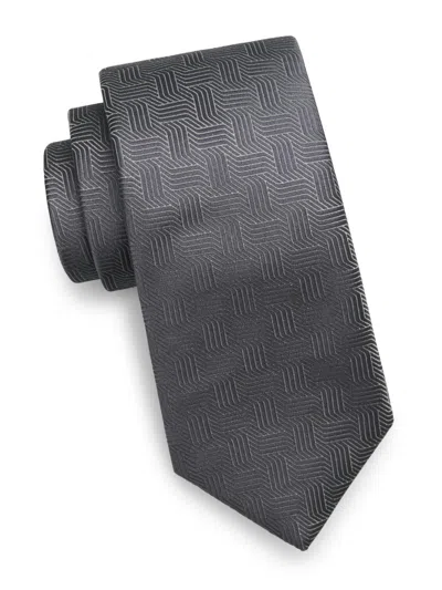 Canali Men's Art Deco Motif Silk Tie In Gray