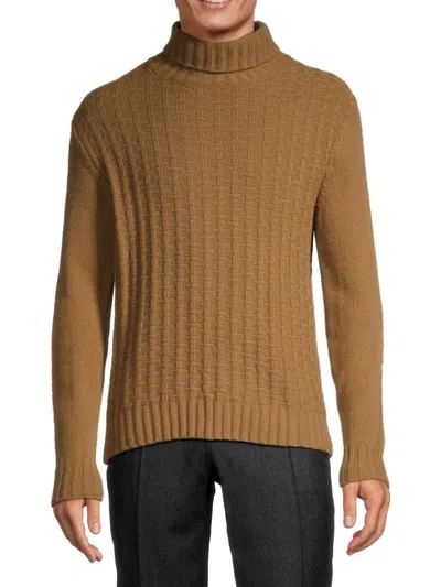 Canali Men's Basketweave Knit Turtleneck In Green