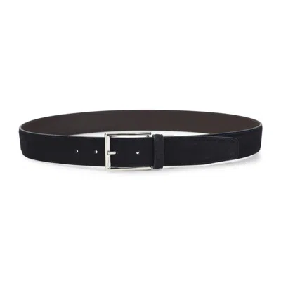 Canali Men Blue Solid Formal Belt In Black