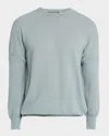 Canali Men's Brianza Geometric Wool Jacquard Crewneck Sweater In Blue
