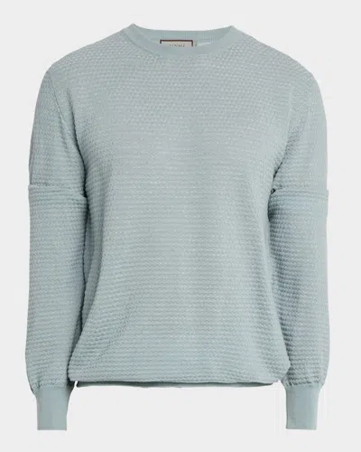 Canali Men's Brianza Geometric Wool Jacquard Crewneck Sweater In Blue