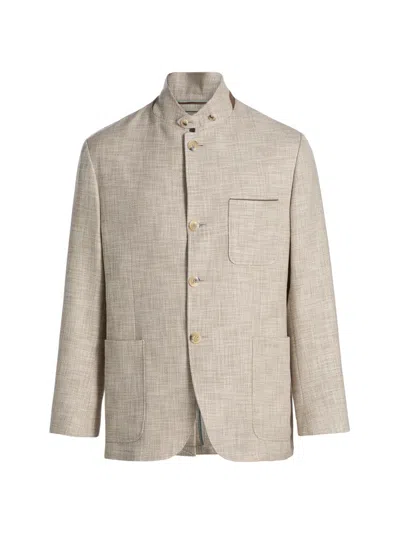 Canali Men's Bruma Textured-weave Hybrid Patch Jacket In Neutral