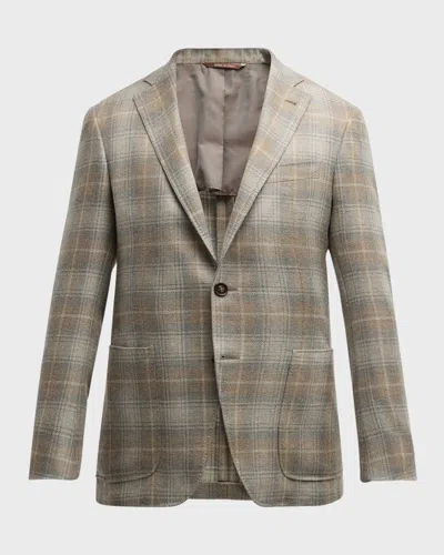 Canali Men's Cashmere Plaid Sport Coat In Brown