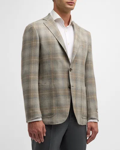 Canali Men's Cashmere Plaid Sport Coat In Brown