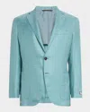 Canali Siena Regular Fit Green Windowpane Check Cashmere & Linen Blend Sport Coat In Green