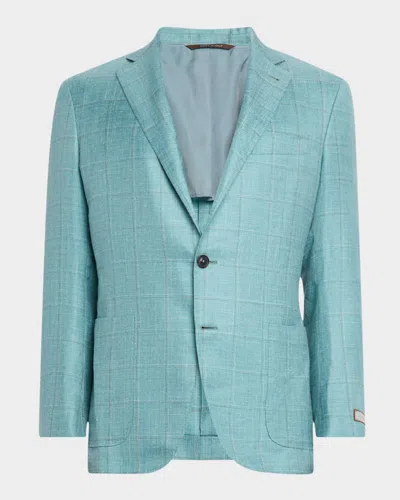 Canali Men's Cashmere, Silk And Linen Windowpane Sport Coat