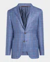 Canali Men's Check Single-breasted Sport Coat In Blue
