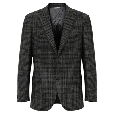 Pre-owned Canali Men's Checked Cashmere Travel Blazer It50r M/l - Excellent In Black