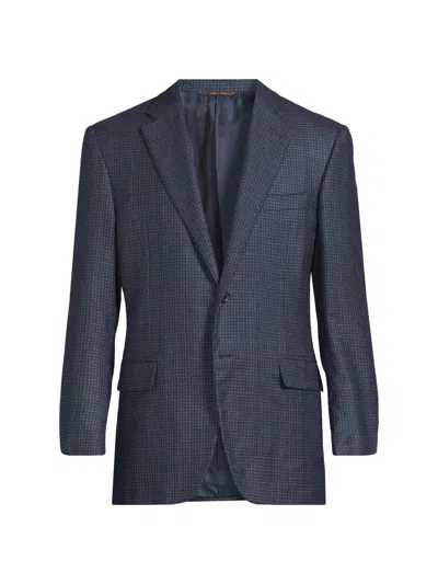 Canali Men's Checked Silk-cashmere Sport Coat In Blue