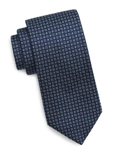 Canali Men's Circles & Squares Micro-medallion Silk Tie In Blue