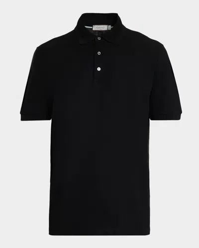 Canali Men's Classic-fit Cotton Pique Polo Shirt In Black
