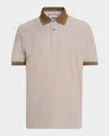Canali Men's Contrast-trim Cotton Pique Polo Shirt In Neutral