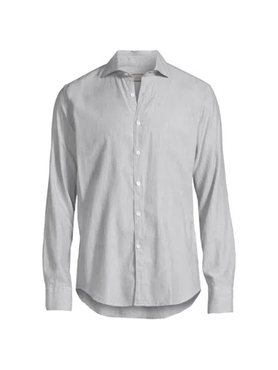 Canali Men's Cotton Button-front Shirt In Gray