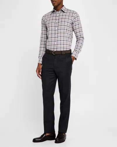 Canali Men's Cotton Check Sport Shirt In Tan