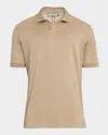 Canali Men's Cotton Johnny Collar Polo Shirt In Nude