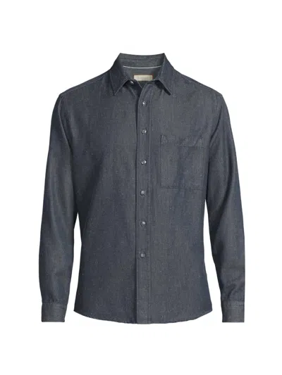 Canali Men's Cotton Melange Denim Button-front Shirt In Blue