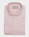 Canali Men's Cotton Micro-check Dress Shirt In Pink