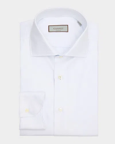 Canali Men's Cotton Micro-structure Dress Shirt In Lt Blue