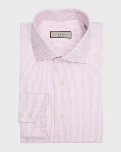 Canali Men's Cotton Micro-structure Dress Shirt In Pink
