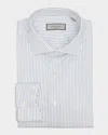 Canali Men's Cotton Narrow Stripe Dress Shirt In White