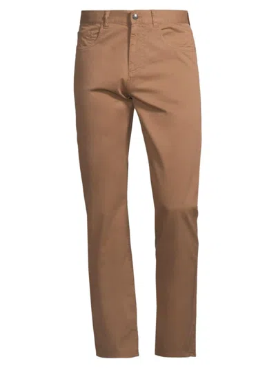 Canali Men's Cotton Sport Slim-fit Trousers In Brown