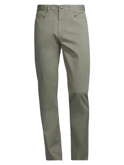 Canali Men's Cotton Sport Slim-fit Trousers In Green
