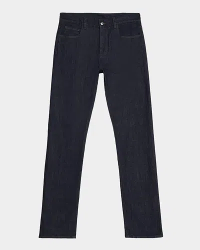 Canali Men's Dark-wash Denim Straight Fit Five-pocket Pants In Blue