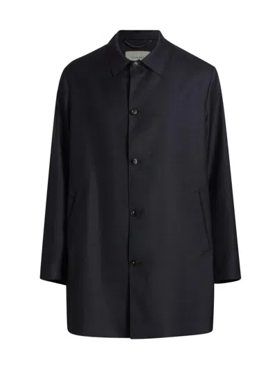 Canali Men's Denim-effect Wool Raincoat In Blue