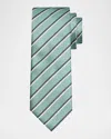 Canali Men's Diagonal Striped Tie In Green
