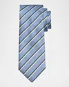 Canali Men's Diagonal Striped Tie In Lt Blue