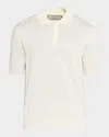 Canali Men's Diamond Knit Wool Short-sleeve Polo Sweater In White