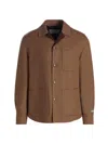 Canali Wool-blended Jacket In Brown