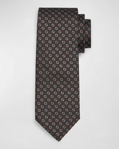 Canali Men's Fantasy 100 Round Geometric Silk Tie In Burgundy